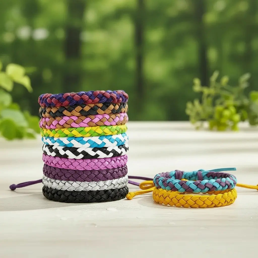 10 Pulseras Repelente Insectos Mosquitos Tipo Cuero Trenzado