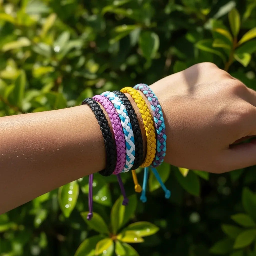 10 Pulseras Repelente Insectos Mosquitos Tipo Cuero Trenzado