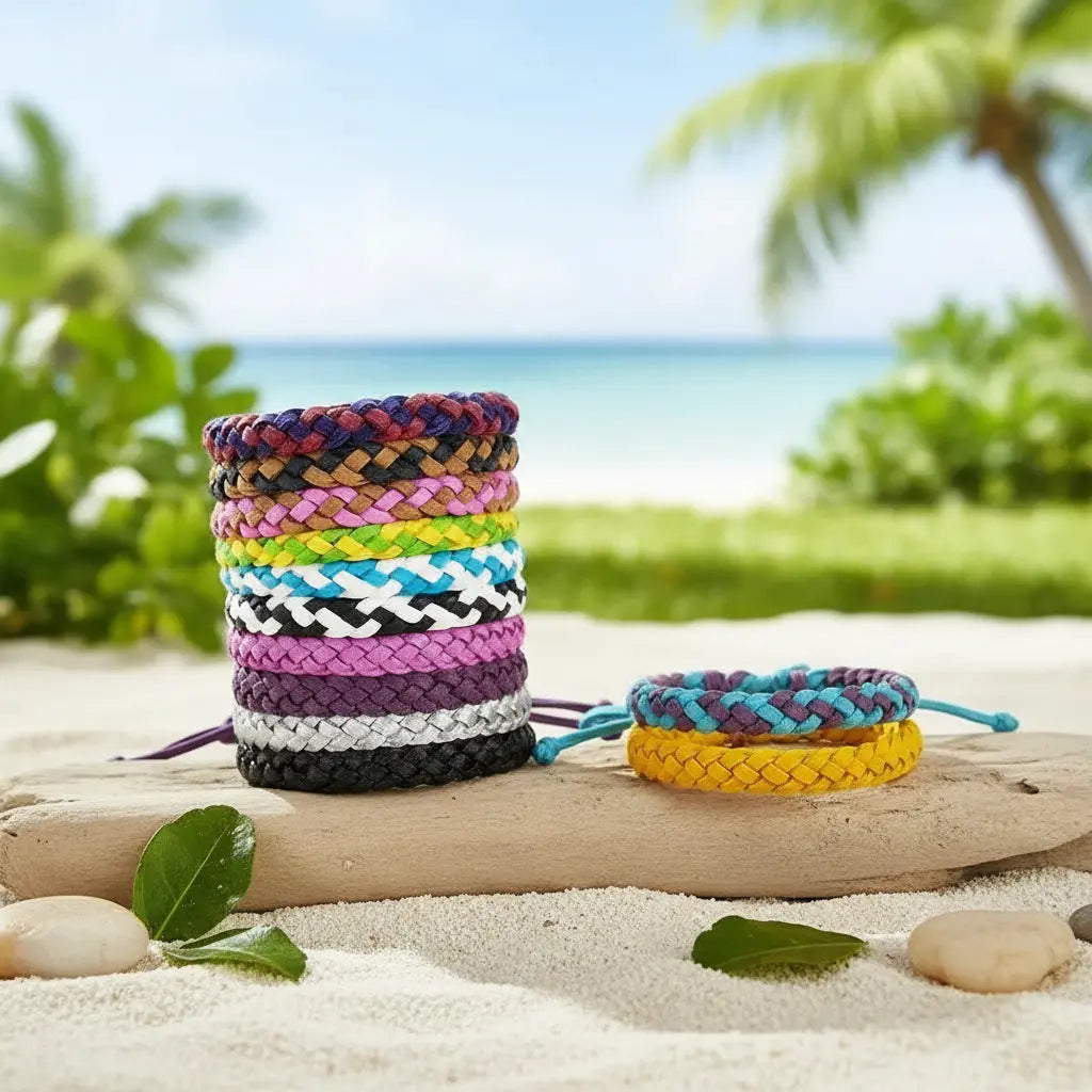 10 Pulseras Repelente Insectos Mosquitos Tipo Cuero Trenzado