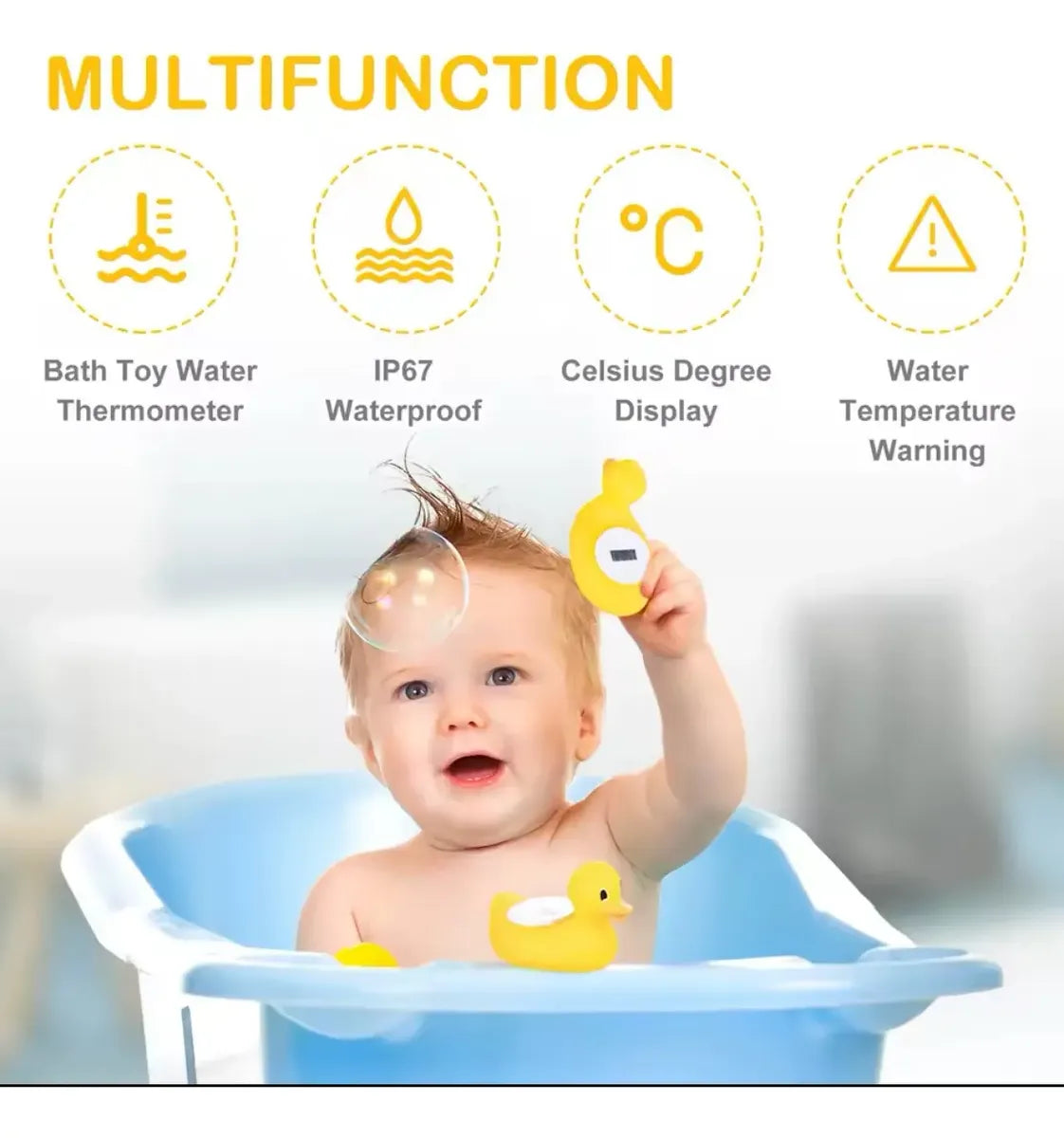 Termómetro Digital Juguete Pato Amarillo Bañera Tina Bebés